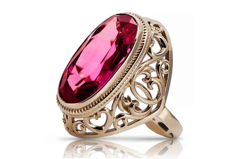 Anillo ruso soviético rosa 14k 585 oro Alejandrita Rubí Esmeralda Zafiro Zircon vrc084