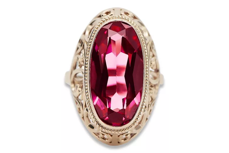 Anillo ruso soviético rosa 14k 585 oro Alejandrita Rubí Esmeralda Zafiro Zircon vrc084