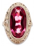 Russische sowjetische Rose 14k 585 Gold Alexandrit Rubin Smaragd Saphir Zirkon Ring vrc084