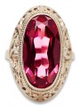 Russische sowjetische Rose 14k 585 Gold Alexandrit Rubin Smaragd Saphir Zirkon Ring vrc084