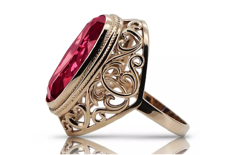 Russische sowjetische Rose 14k 585 Gold Alexandrit Rubin Smaragd Saphir Zirkon Ring vrc084