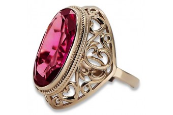 Russische sowjetische Rose 14k 585 Gold Alexandrit Rubin Smaragd Saphir Zirkon Ring vrc084