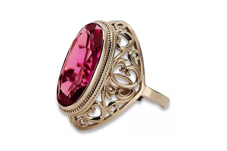 Anillo ruso soviético rosa 14k 585 oro Alejandrita Rubí Esmeralda Zafiro Zircon vrc084