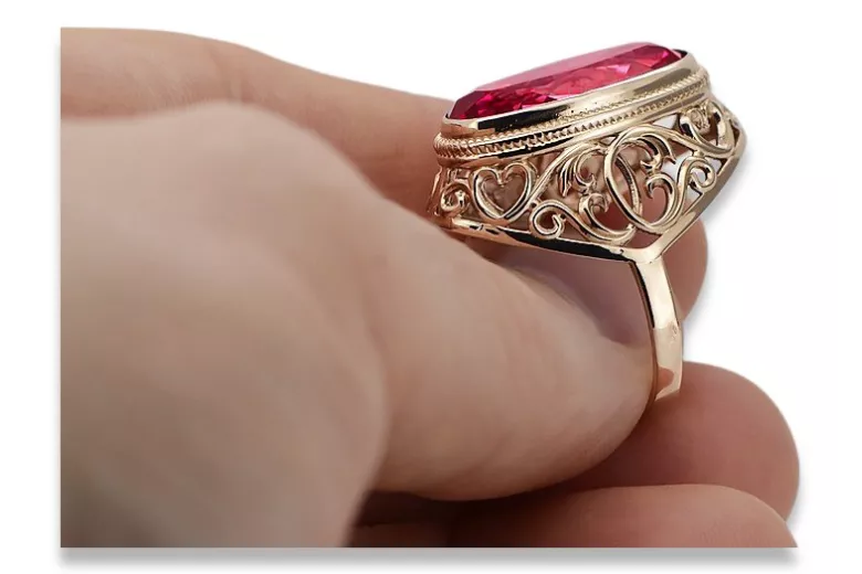 Russische sowjetische Rose 14k 585 Gold Alexandrit Rubin Smaragd Saphir Zirkon Ring vrc084