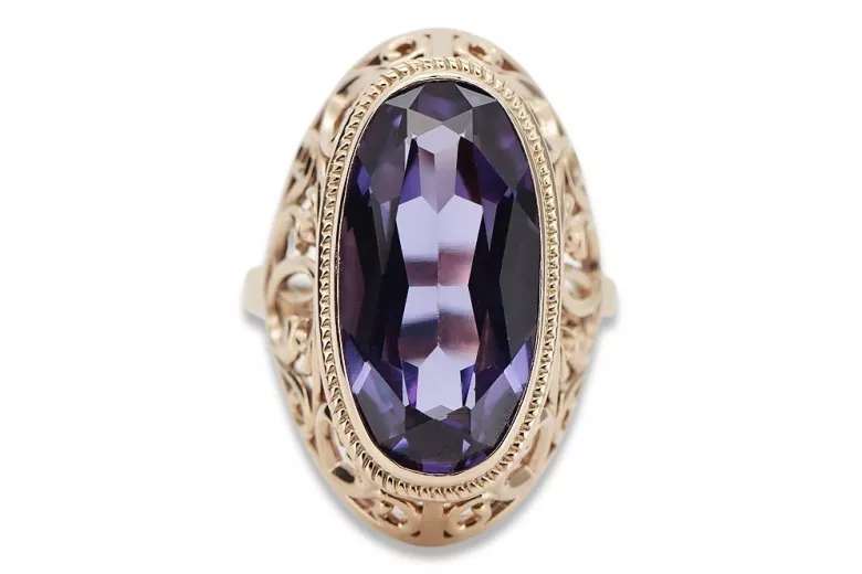 Bague en argent sterling plaqué or rose avec Alexandrite vrc184rp