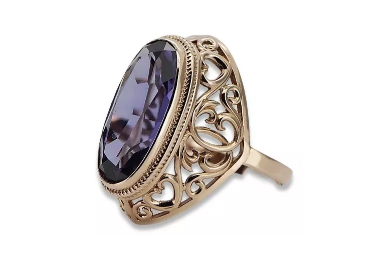 Bague en argent sterling plaqué or rose avec Alexandrite vrc184rp