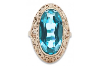 Sterling Silver Rose Gold Plated Aquamarine Ring vrc184rp