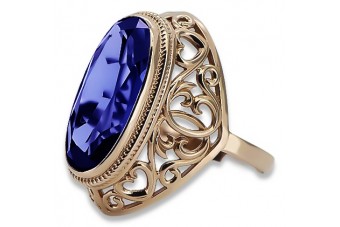 Anillo ruso soviético rosa 14k 585 oro Alejandrita Rubí Esmeralda Zafiro Zircon vrc084