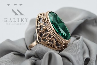 Sterling Silver Rose Gold Plated Emerald Ring vrc184rp