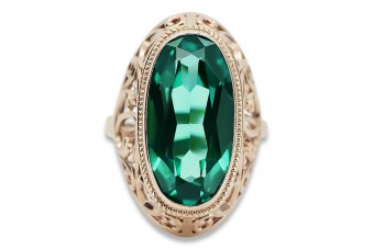 Sterling Silver Rose Gold Plated Emerald Ring vrc184rp