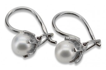 Boucles d'oreilles en argent sterling 925, Perle vintage vepr010s