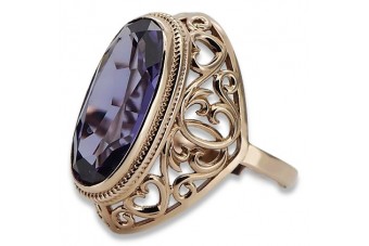 Inel sovietic rusesc din aur 585 trandafir 14k alexandrit rubin smarald safir zircon vrc014