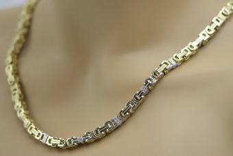 "14K Yellow White Gold Bizantina Solid Chain - Various Lengths Available" cc097yw