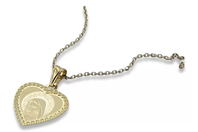 Divine 14k Gold Mother of God Medallion & Snake Chain Set pm005y&cc080y