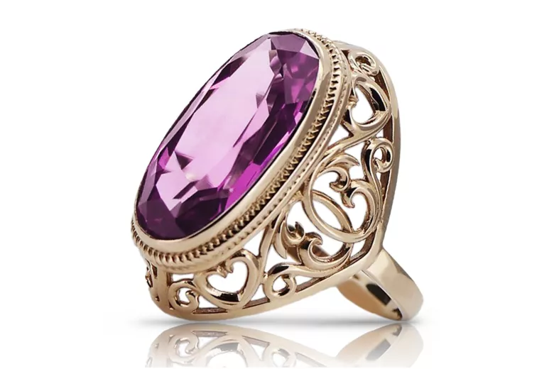 Russe soviétique rose 14k 585 or Alexandrite Rubis Émeraude Saphir Zircon bague vrc014