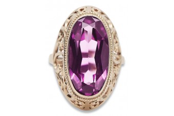 "Bague Améthyste Vintage en Or Rose 14 Carats d'Origine" Vintage vrc184