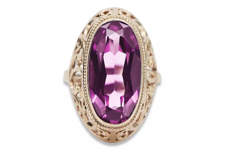 Anillo ruso soviético rosa 14k 585 oro Alejandrita Rubí Esmeralda Zafiro Zircon vrc014