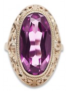 Anillo ruso soviético rosa 14k 585 oro Alejandrita Rubí Esmeralda Zafiro Zircon vrc014