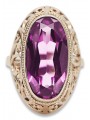 Russian Soviet rose 14k 585 gold Alexandrite Ruby Emerald Sapphire Zircon ring  vrc014