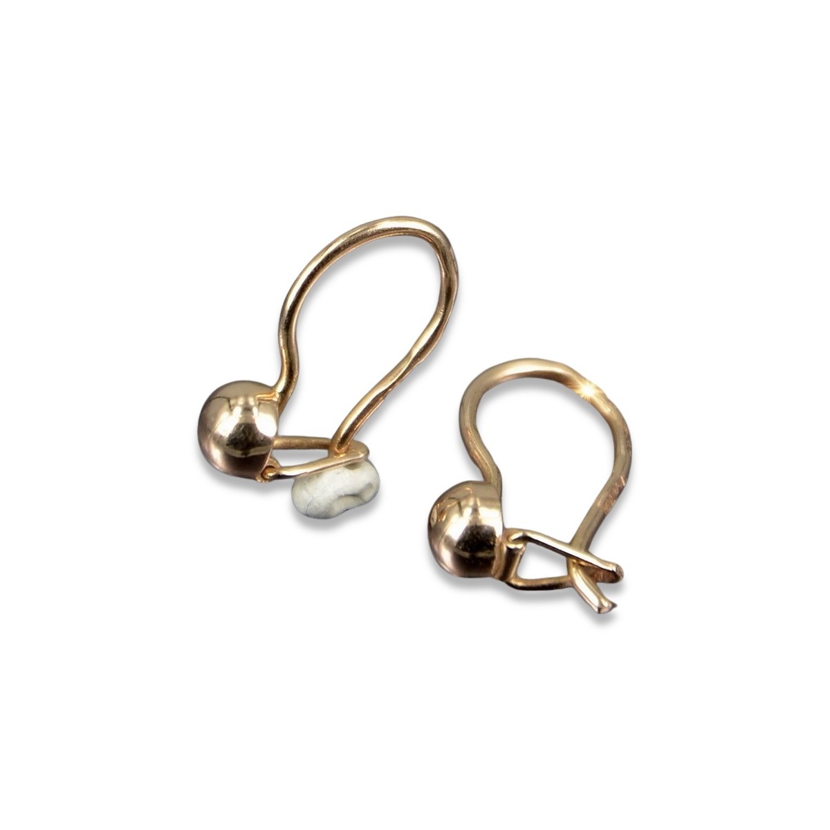 "Original Vintage 14K Rose Gold Ball Earrings without Stones" ven296 ven296