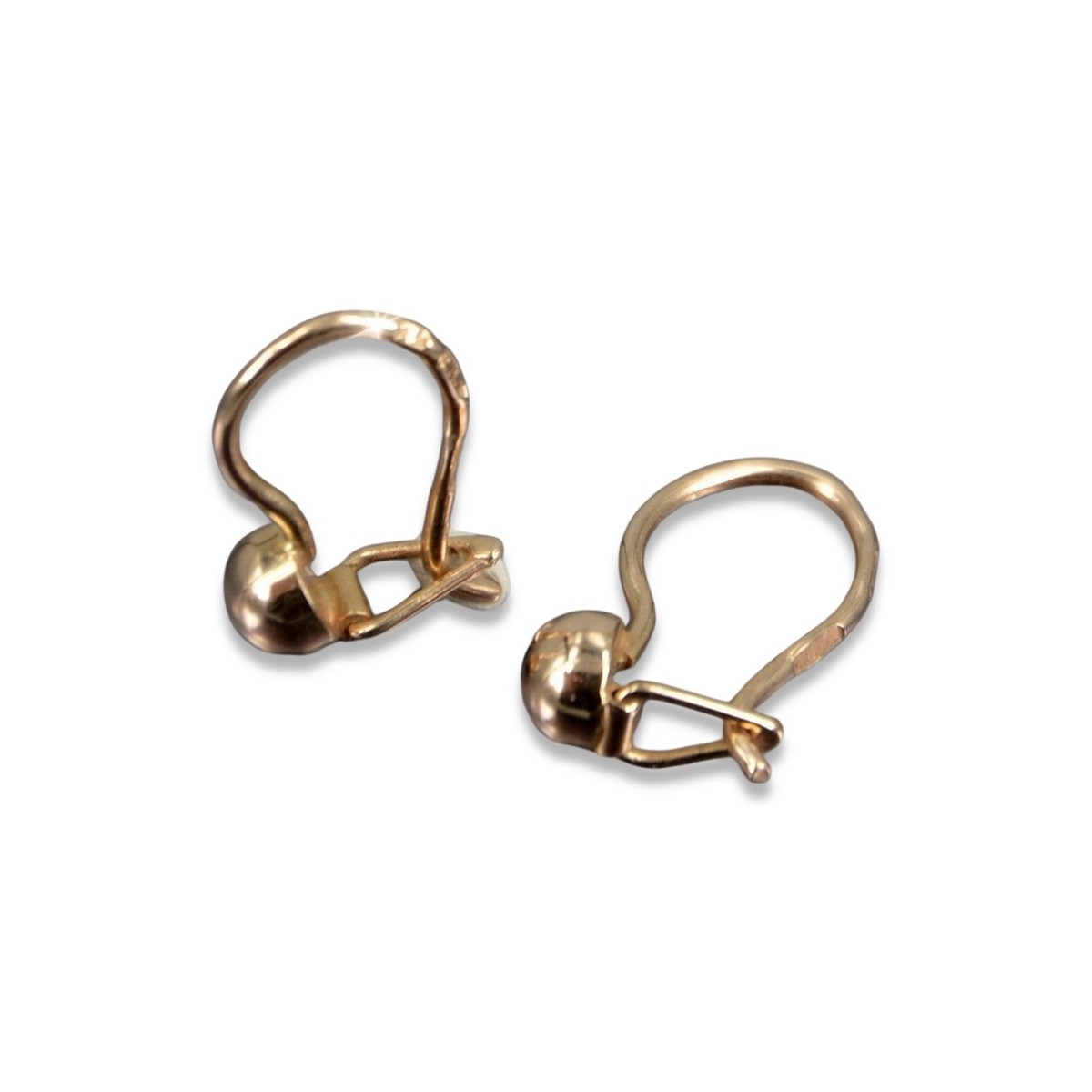 "Original Vintage 14K Rose Gold Ball Earrings without Stones" ven296 ven296