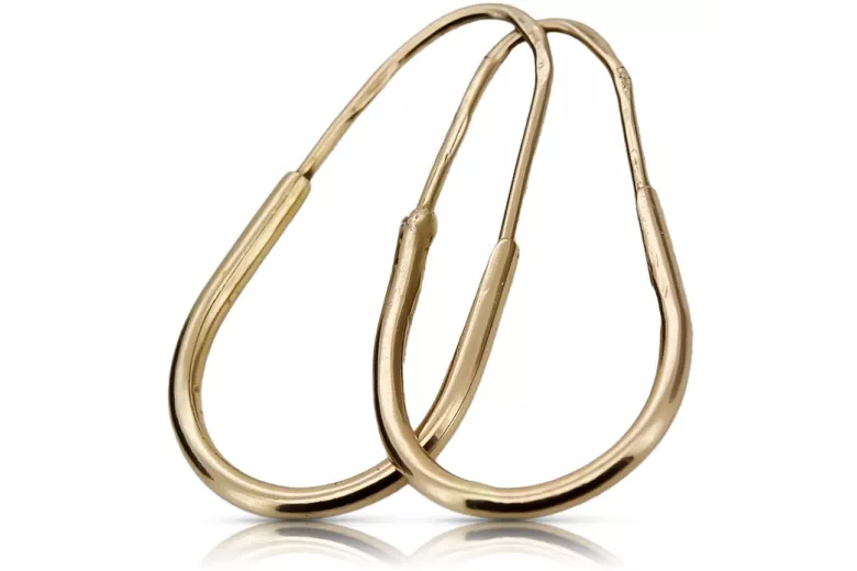 "Original Vintage No Stones 14K Rose Gold Hoops Earrings" ven103 ven103