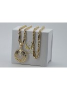 "Gold Figaro Chain with Greek Pendant" cpn020yw&cc004y8g