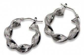 "Sophisticated 14K White Gold Hoop Earrings Without Stones" ceh011w ceh011w