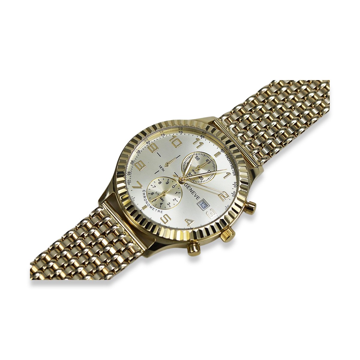 Montre Geneve en or jaune 14k 585 pour femmes et hommes mw007y&mbw013y-f