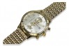 Złoty zegarek Geneve dla kobiet i mężczyzn z 14-karatowym złotem 585 mw007y&mbw013y-f
