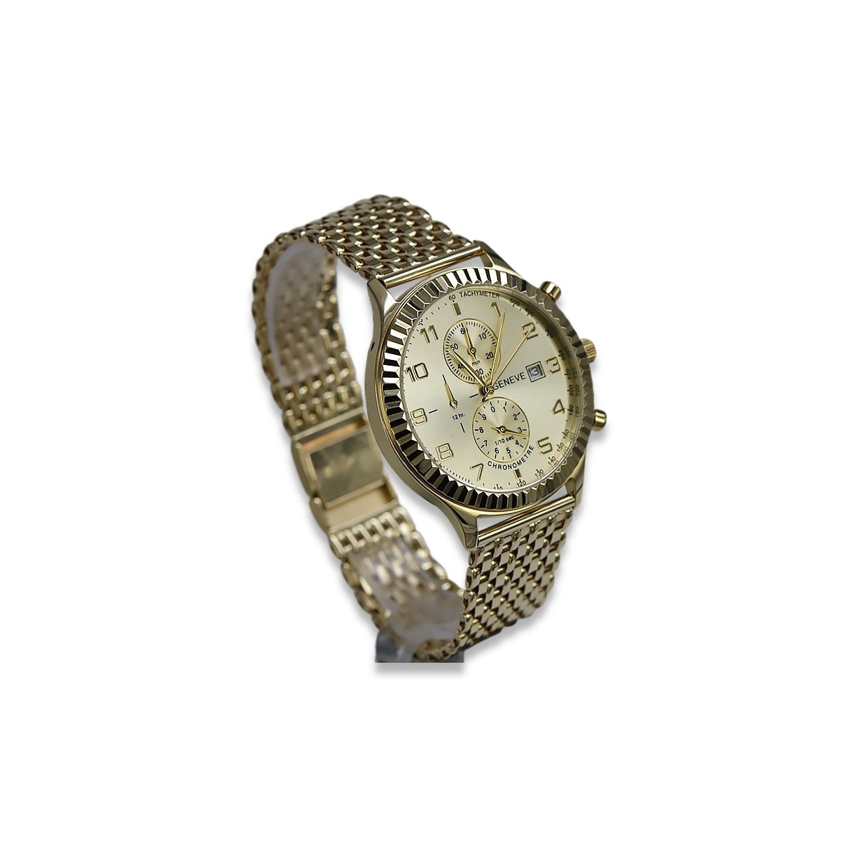 Montre Geneve en or jaune 14k 585 pour femmes et hommes mw007y&mbw013y-f