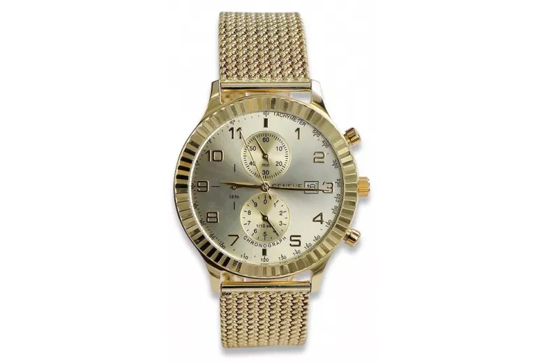 Reloj Geneve unisex de oro amarillo 14k 585 para mujeres mw007y&mbw014y-f