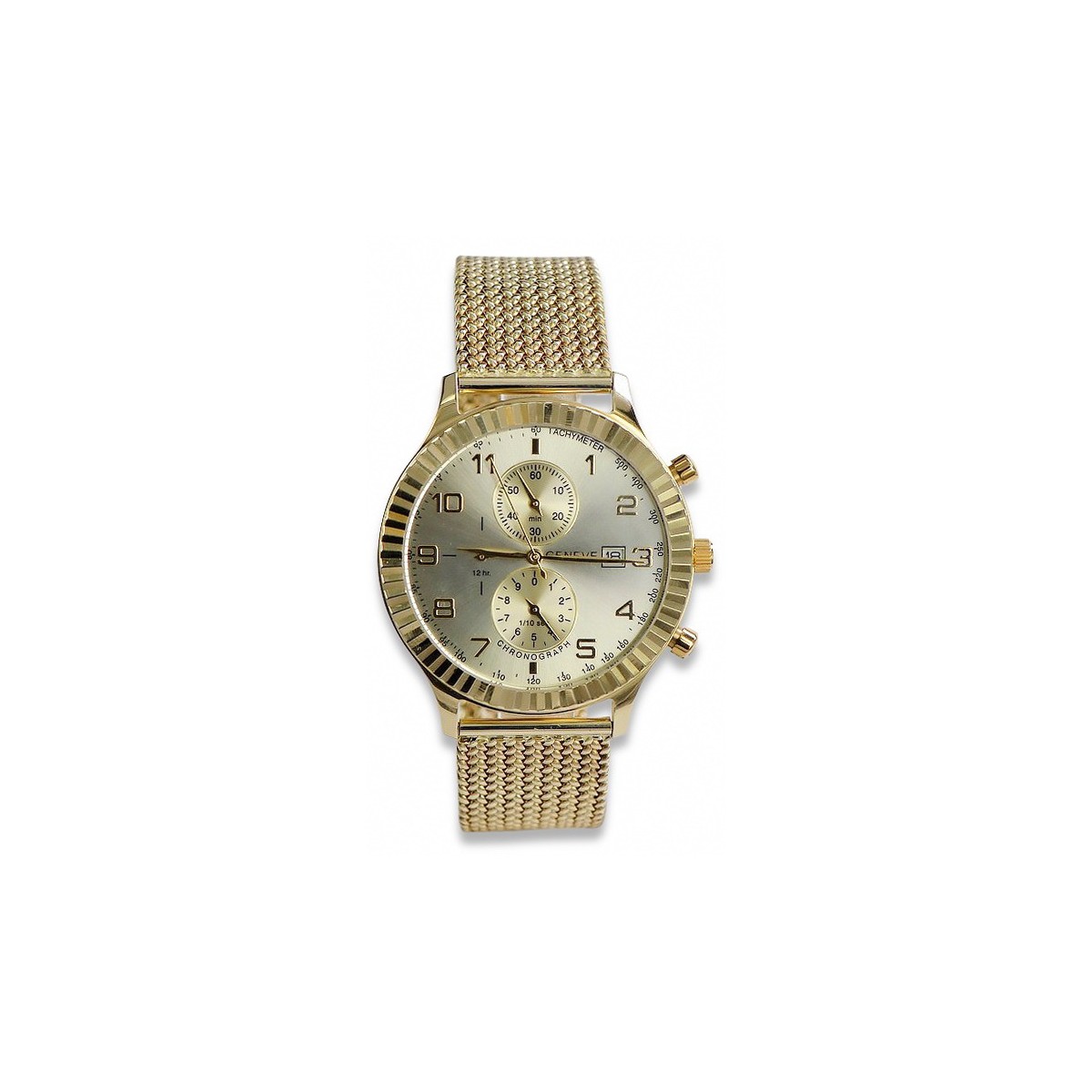 Montre Geneve en or jaune 14k 585 pour femme et homme mw007y&mbw014y-f