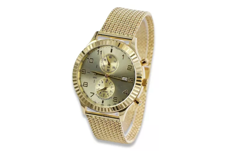 Ceas unisex Geneve din aur galben de 14k 585 pentru femei mw007y&mbw014y-f