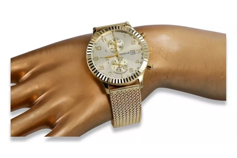 Ceas unisex Geneve din aur galben de 14k 585 pentru femei mw007y&mbw014y-f