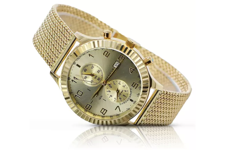 Montre Geneve en or jaune 14k 585 pour femme et homme mw007y&mbw014y-f