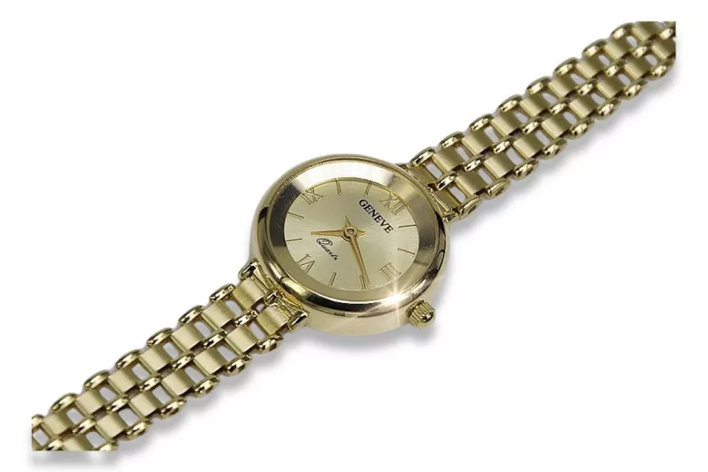 14k żółte złoto Lady Geneve zegarek lw083y