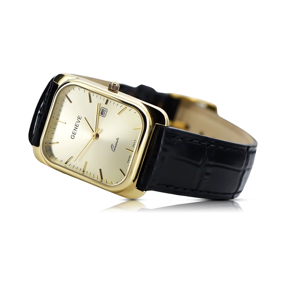 Reloj de oro para hombre Geneve ★ zlotychlopak.pl ★ Pureza de oro 585 333 Precio bajo!