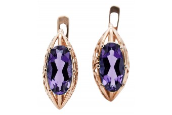 Luxurious 14K Rose Gold Alexandrite Earrings - Original Vintage Design vec141 vec141