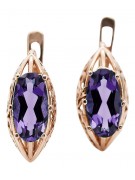 Luxurious 14K Rose Gold Alexandrite Earrings - Original Vintage Design vec141 vec141