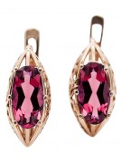 Boucles d'oreilles en or rose 14 carats avec rubis vec141 Vintage vec141