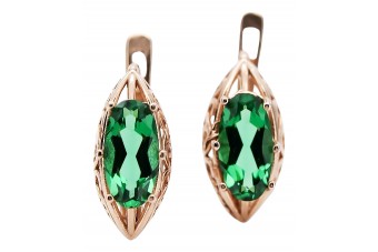"Boucles d'oreilles en émeraude avec or rose 14 carats 585 vintage vec142" Vintage vec141