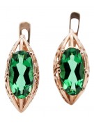 Elegant 14K Rose Gold Emerald Earrings in Original Vintage Style vec141 vec141