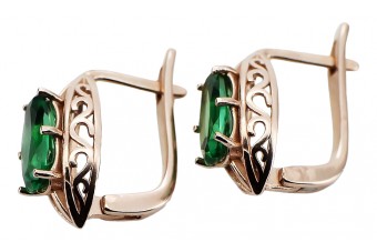 "Boucles d'oreilles en émeraude avec or rose 14 carats 585 vintage vec142" Vintage vec141