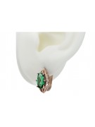 Elegant 14K Rose Gold Emerald Earrings in Original Vintage Style vec141 vec141