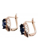 "Elegant Sapphire Drop Earrings in 14K Rose Pink Gold vec141" Vintage vec141