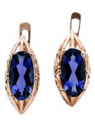 "Elegant Sapphire Drop Earrings in 14K Rose Pink Gold vec141" Vintage vec141