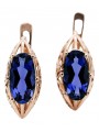 "Elegant Sapphire Drop Earrings in 14K Rose Pink Gold vec141" Vintage vec141