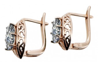 "Cercei originali din aur roz de 14k cu zircon vec141" Vintage vec141