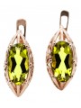 Vintage Rose Gold Peridot Earrings - 14K Yellow Gold vec141